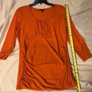 Top-Reba, XL, Shirred, Ruched, pumpkin orange